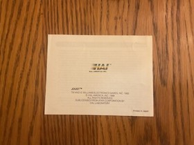 Joust (Nintendo Entertainment System, 1988) NES Manual Only