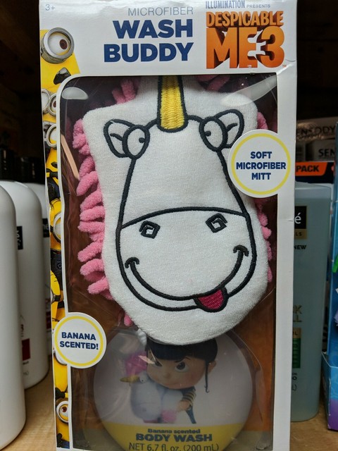 Despicable Me 3 Minions Unicorn Wash Buddy Microfiber Mitt Bath Set New