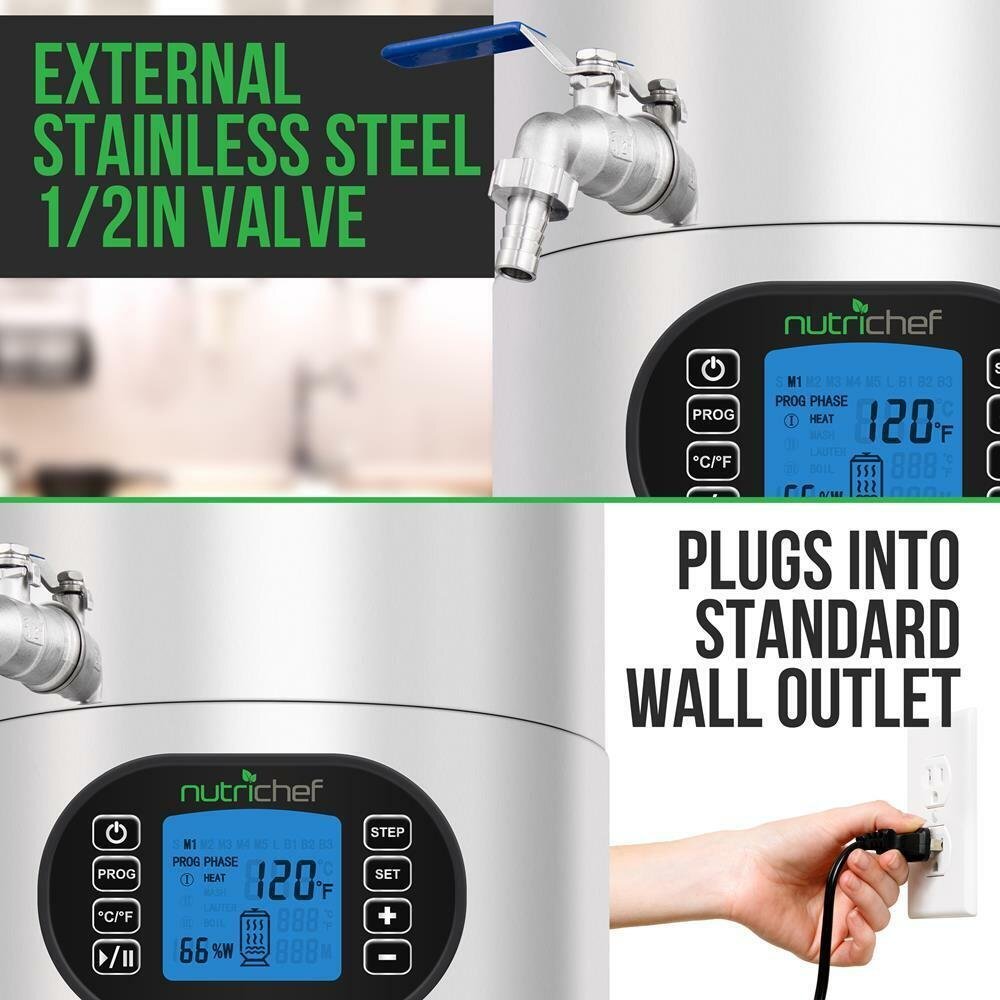 NutriChef AllInOne Home Beer Brewing Mash & Boil Device 5 Maker