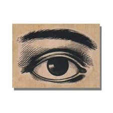 Mounted Rubber Stamp, Vintage Eye, Looking, Eyes, Face, Eyeball, Mixed Media,Art