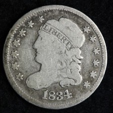 1834 Capped Bust Silver Half Dime VG E195 QML