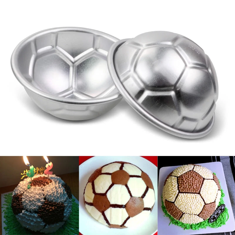 2pcs Aluminum Football Ball Cake Pan Tins Pastry Baking Mould Tray Decor  Tools