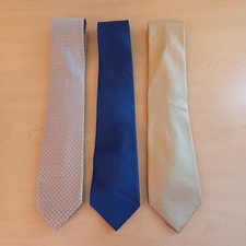 3 Michael Kors 100 SILK Mens Necktie Tie Ties Solid Blue Square Dots Lot Set