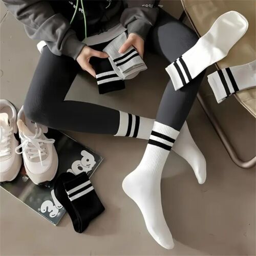 Mens Cushioned Sports Socks Striped Crew Length Athletic Sport Gym 6 Pairs 6-11 - Picture 17 of 25