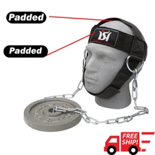 Weight lifting head neck harness gym workout exercise training straps belt new