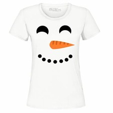Happy Smiling Snowman Women's T-Shirt Fun Cute Christmas Costume Xmas Shirts