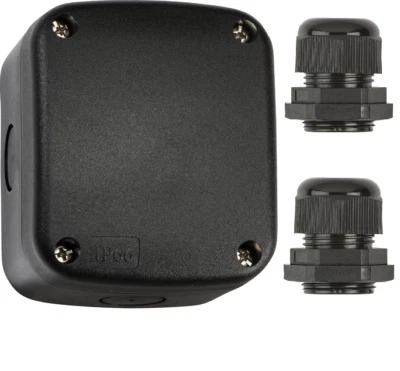 KNIGHTSBRIDGE Outdoor enclosure junction box black 86 x 74 IP66 + GLANDS