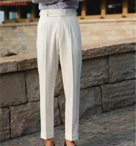 Pantalones de traje italianos para hombre de negocios informales ajustados Nápoles de talle alto - Imagen 14 de 17