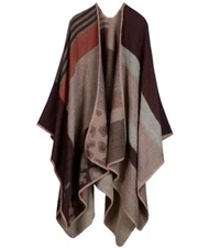 Women's Shawls and Wraps Open Front Poncho Cape Winter Sweater M1-tawny