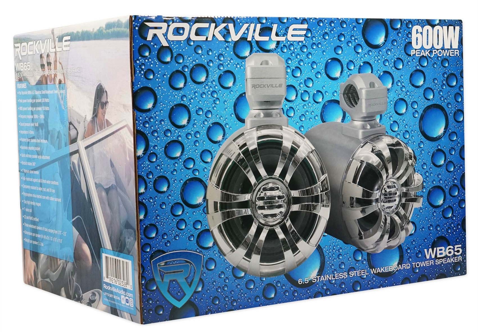 2 Поворотные колонки для морского вейкборда Rockville WB65 65 мощностью 600 Вт Усилитель Измерительный приемник