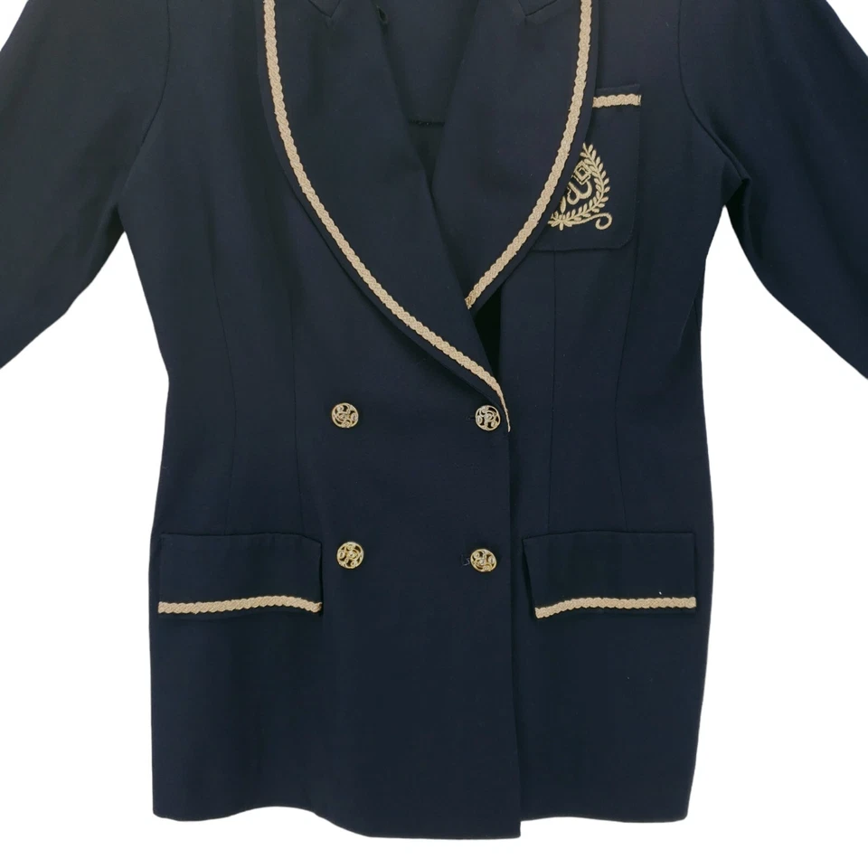 Nuevo de Colección Años 80 R&M RichardsKaren Kwong Blazer Negro Ajustado Borde Botón Dorado Talla 10 Foto 2 de 4