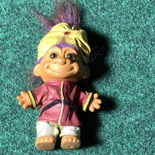 Troll Doll Russ India Around World Purple Hair red stone pagri turban Vintage