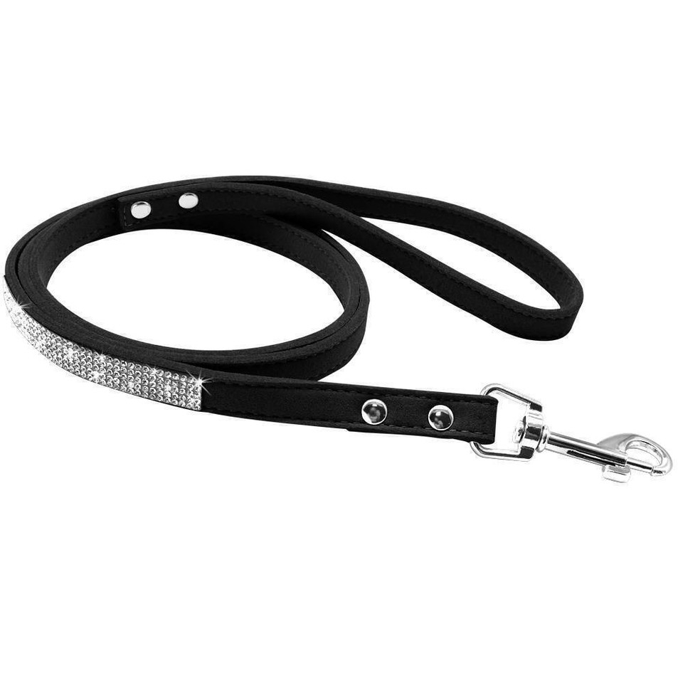 Pet Dog Cat Collar Rhinestone Bling Puppy Lead Leash Walking Training