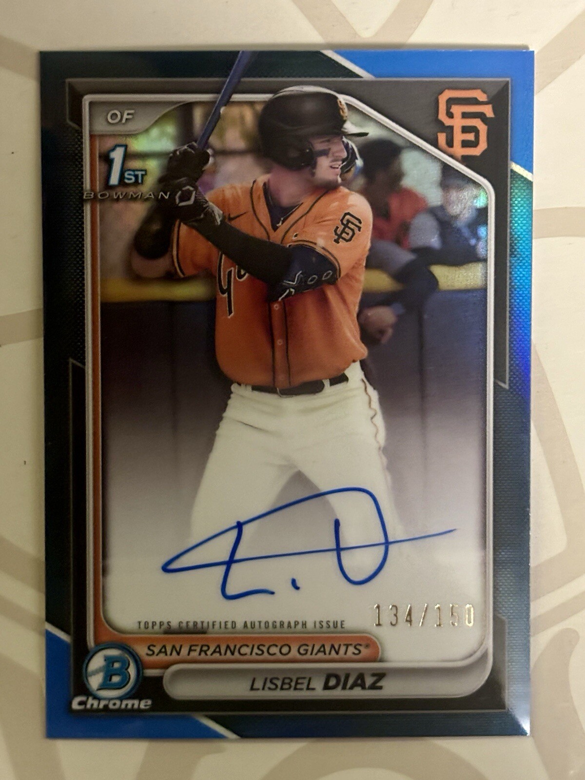2024 Bowman Chrome Lisbel Diaz 1st Blue Refractor Auto /150 #CPA-LDI SF Giants