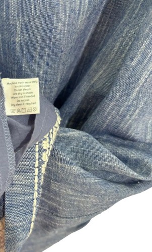 Roller Rabbit Vinita Blue Chambray Embroidered Dress Lined Cotton Sz Small Shift - Picture 9 of 10