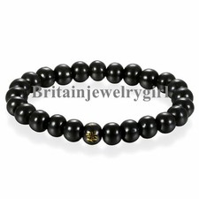 Men Women Ebony Buddhist Prayer Bead Bracelet Tibetan Prayer Mala Bangle
