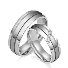 6mm Titanium Steel Silver CZ Band Fashion Wedding Jewelry Couple Rings Size 6-13