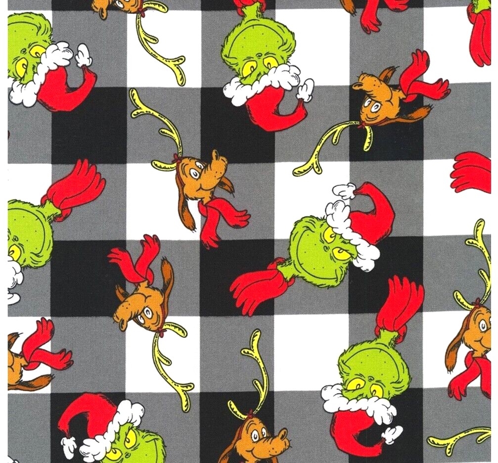 Gingham Plaid Grinchmas Fabric How the Grinch Stole Christmas Max Seuss