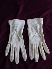 1950's KAYSER Gloves Ivory Nylon Mesh Wrist Length Sz 7