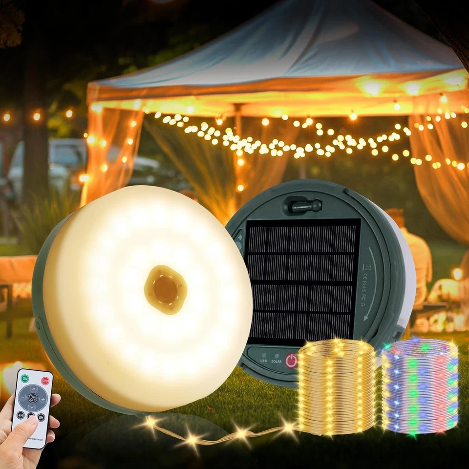 Уличные гирлянды на солнечных батареях 8 режимов волшебный свет для кемпинга вечеринки бассейна патио дерева - Изображение 3 из 4