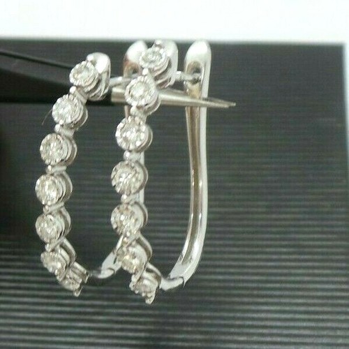 STUNNING 10K WG DIAMOND HOOP EARRING .35 tcw A16010-3 4.63 grams - Picture 9 of 12