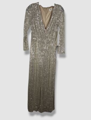 Silver Sequin Eliza J Sequin Jumpsuit NEW ELIZA J 10 Sequin Wrap