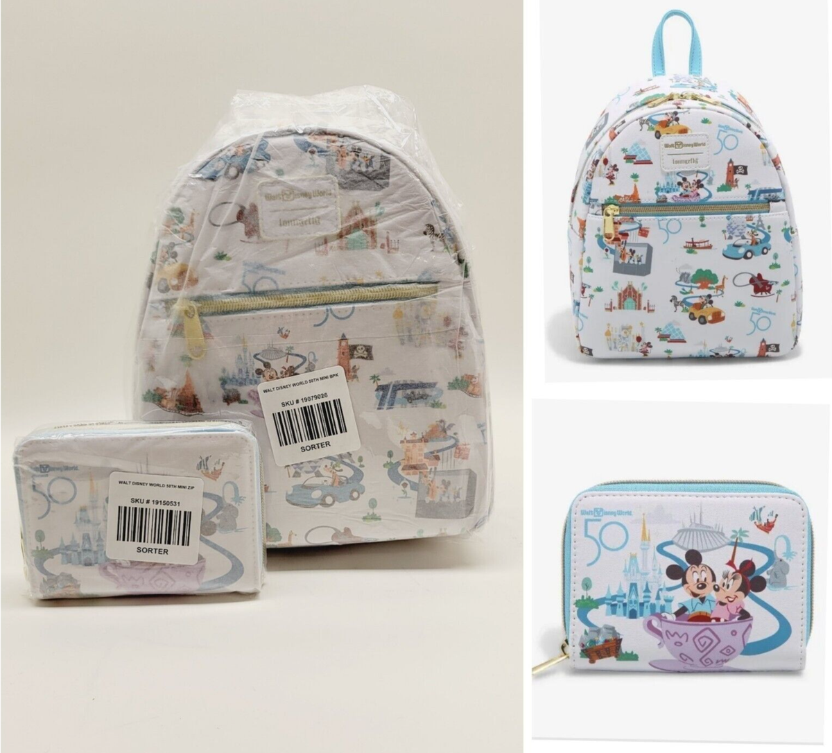 Loungefly Disney 50th Anniversary Mini Backpack & Wallet Set Mickey NWT HTF  | eBay