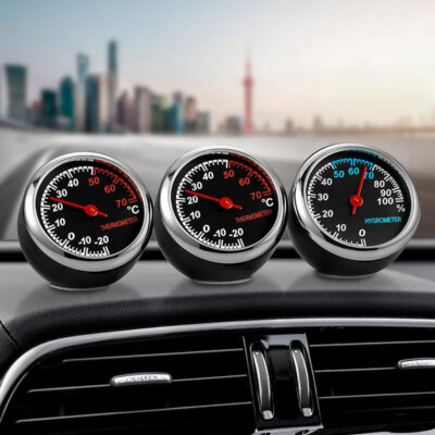 2x Mini Thermometer Hygrometer Quartz Clock For Dashboard Decor Car Accessories