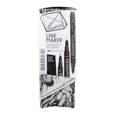 Derwent Graphik Line Makers - Zeichenstifte - 3er Brieftaschen - Schwarz Sepia Graphit