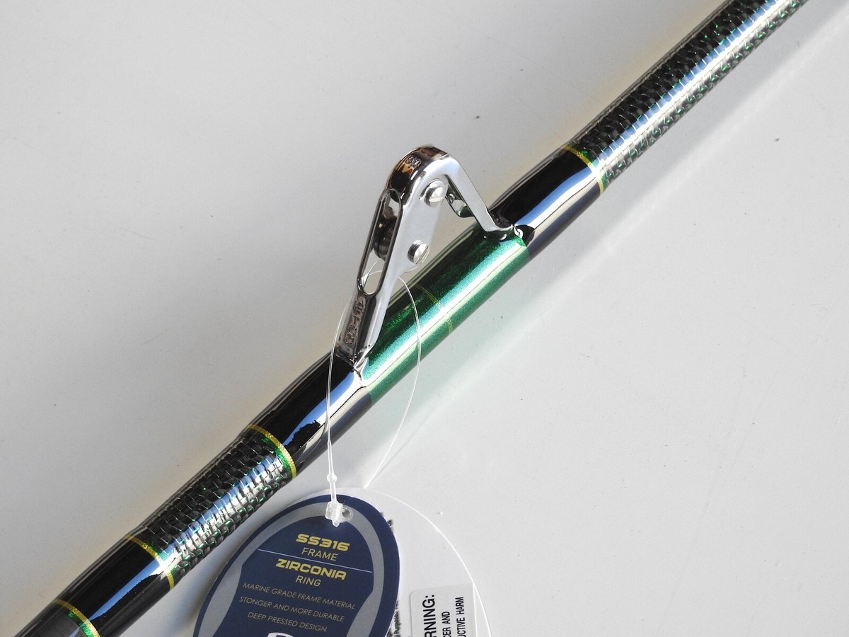 bdo fishing poles 50 weight EatMyTackle Wide 2 Speed Reels on 60-80 Pound Tournament Rods (2 Pack) piece Storabutt designed for optimal storage. Saltwater Offshore TROLLING Rod 6'