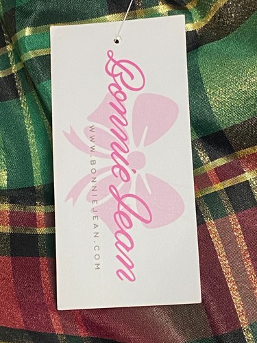 Bonnie Jean Girls Party Dress 12 Gold Metallic Plaid Christmas Holiday NEW w Tag - Picture 4 of 23