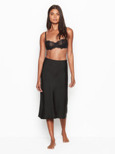 Victoria's Secret Midi Slip Skirt, Black, Viscose/Modal, Size XL, NWT
