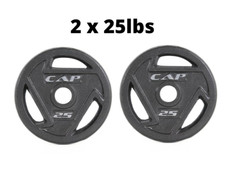 CAP Barbell Black Olympic Grip Weight Plate 2-inch Hole, pairs , 10 -100 lbs Fit