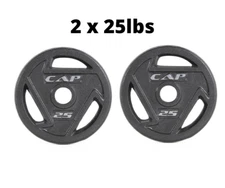 CAP Barbell Black Olympic Grip Weight Plate 2-inch Hole, pairs , 10 -100 lbs Fit