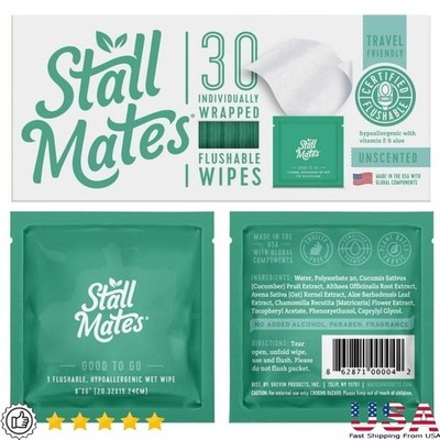 Sensitive Flushable Wipes Aloe Cucumber Chamomile 30 Count Hypoallergenic Care