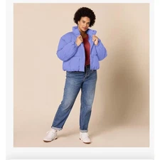 Amazon Essentials Womens Puffer Jacket Coat Purple-Blue Size 3X Cropped Padded