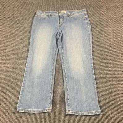 St John Bays Jeans Womens 14 Blue Denim Faded Light Wash Short 36x25 Mid Rise
