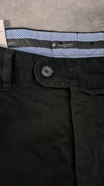 Men Bugatti Trousers Black Cotton 32 / M / 46