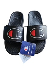 Champion Adjustable Slide Slipper Boys 5 Women's 7 Black New In Box