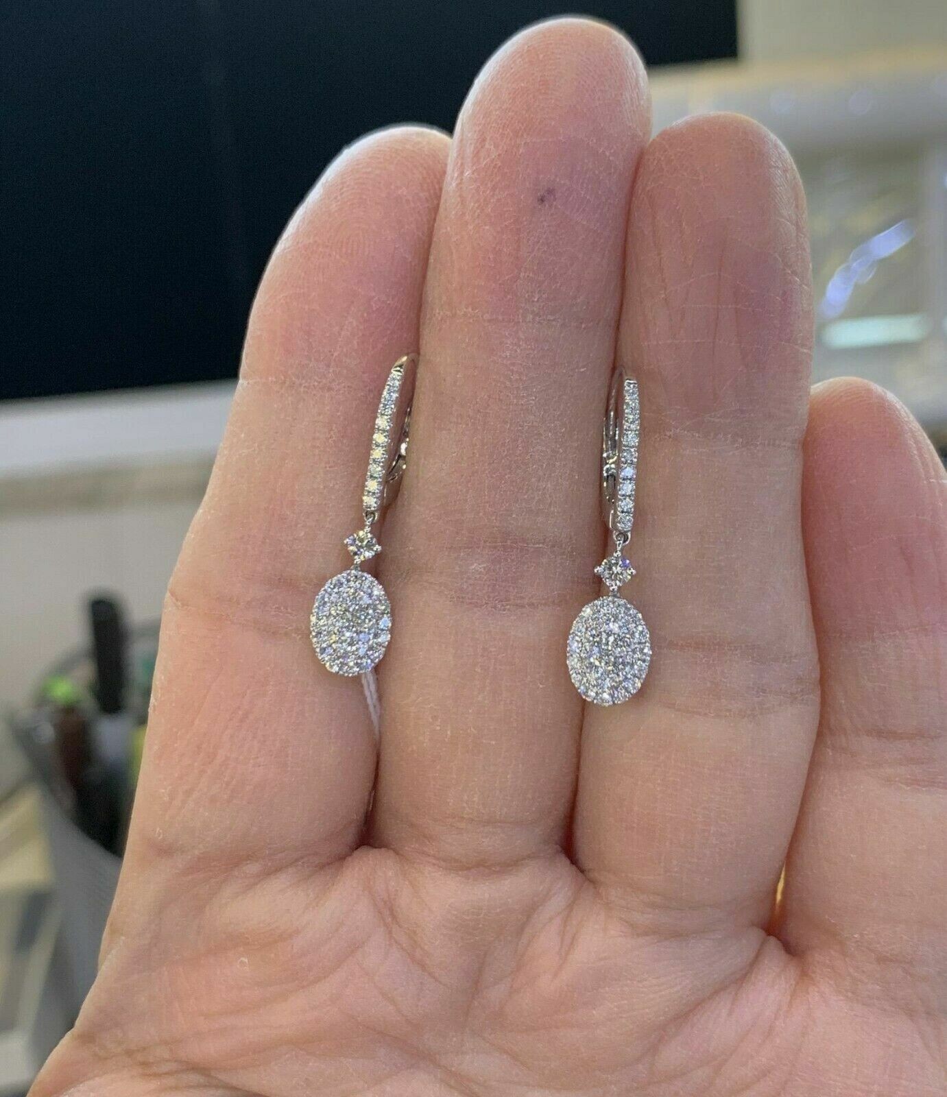 0.30Ct Round Simulated Diamond Drop & Dangle Earrings In 14K White Gold Plated