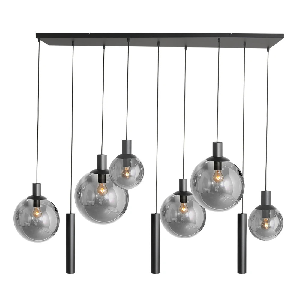 LED Pendelleuchte BOLLIQUE, 9-flammig, GU10 + E27, 4,9W, IP20, dimmbar, schwarz