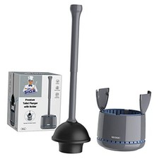 Toilet Plunger with Holder, Heavy Duty Plunger with Sturdy Handle for Gray