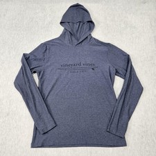Vineyard Vines Shirt Mens S Blue Hooded Surf Island T-Shirt Long Sleeve Pullover