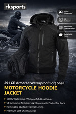 RKSports Motorcycle Motorbike 291 CE Armor Waterproof Soft Shell Hoodie Jacket