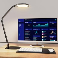 LED Desk Lamp for Home Office, Eye-Caring Modern Desk Black 1 Pack -Desktop