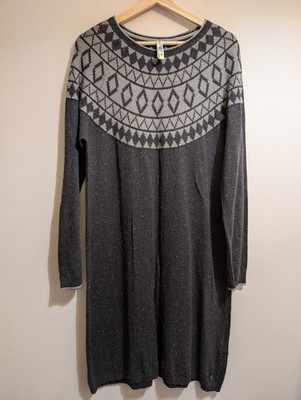 Weird Fish grau Fair Isle Strickpullover Kleid gesprenkelt strukturiert Gr. 16 Winter
