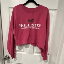 Hollister Pink Pullover Logo Crew Neck Long Sleeve Sweatshirt Women's Size L