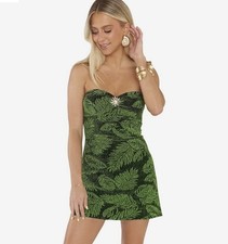 Show Me Your Mumu Hot Night Out Dress Sz M READ Palm Leaf Sparkle Metallic Tube