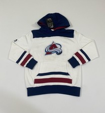 New Colorado Avalanche Hoodie Boys Medium White NHL Hockey Majestic Pullover