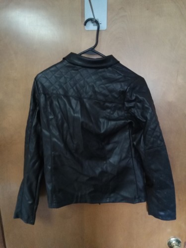 Art Class Girl's Biker Faux Leather Jacket Black Size Xl (14/16) Zip Pockets - Picture 3 of 6